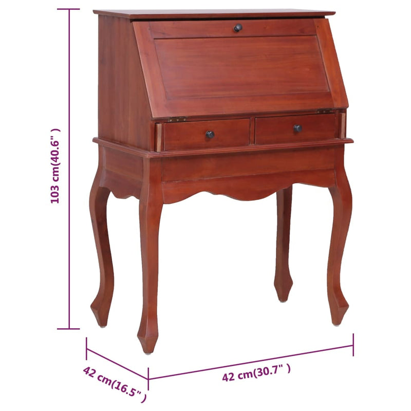 Secretary Desk Brown 78x42x103 cm Solid Mahogany Wood