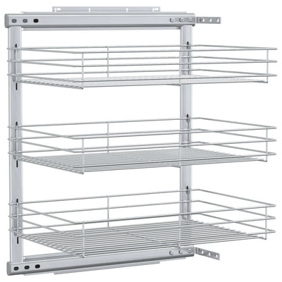 3-Tier Pull-out Kitchen Wire Basket Silver 47x35x56 cm