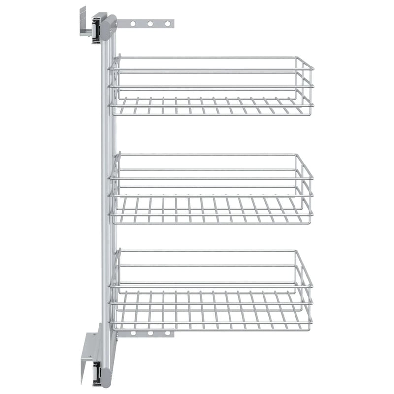 3-Tier Pull-out Kitchen Wire Basket Silver 47x35x56 cm