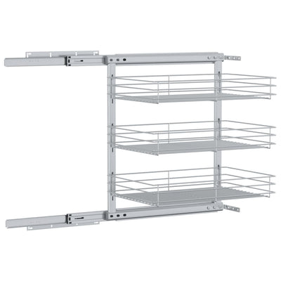 3-Tier Pull-out Kitchen Wire Basket Silver 47x35x56 cm