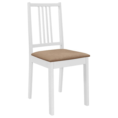 Dining Chairs with Cushions 6 pcs White Solid Wood