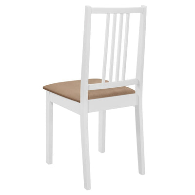 Dining Chairs with Cushions 6 pcs White Solid Wood