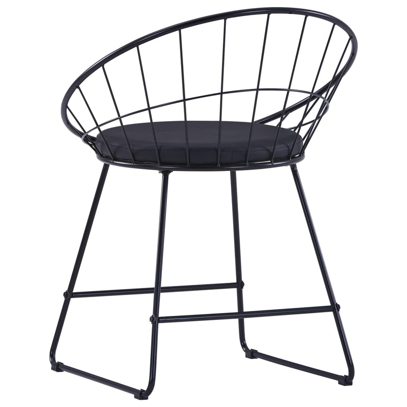 Dining Chairs with Faux Leather Seats 4 pcs Black Steel