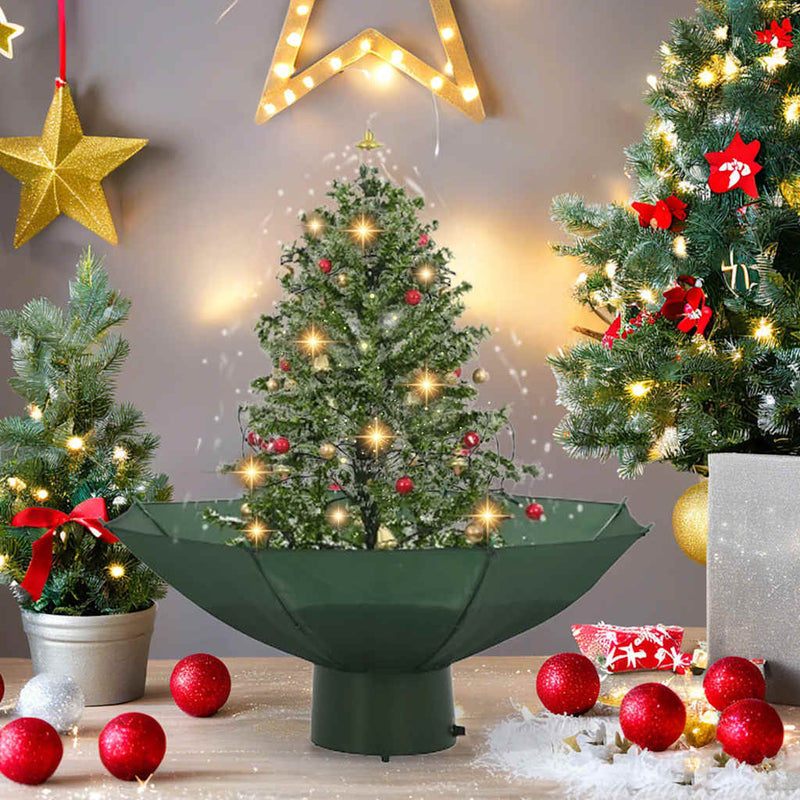 Snowing Christmas Tree with Umbrella Base Green 75 cm