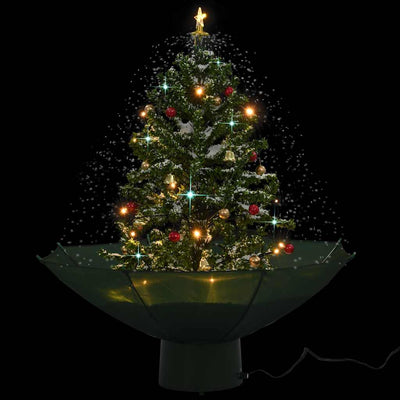 Snowing Christmas Tree with Umbrella Base Green 75 cm