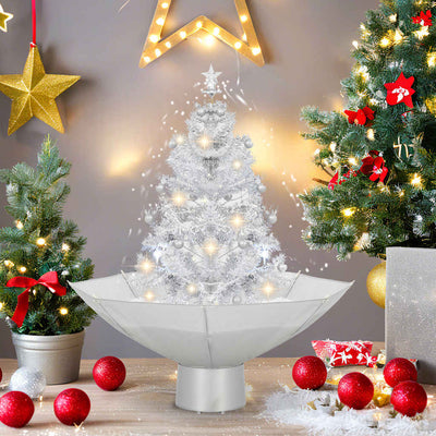 Snowing Christmas Tree with Umbrella Base White 75 cm