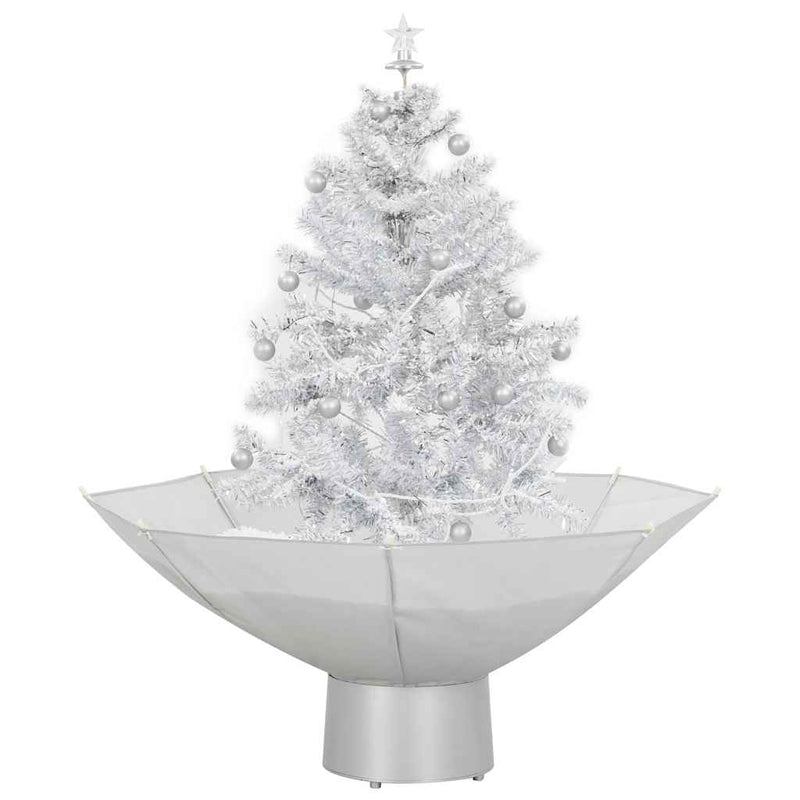 Snowing Christmas Tree with Umbrella Base White 75 cm