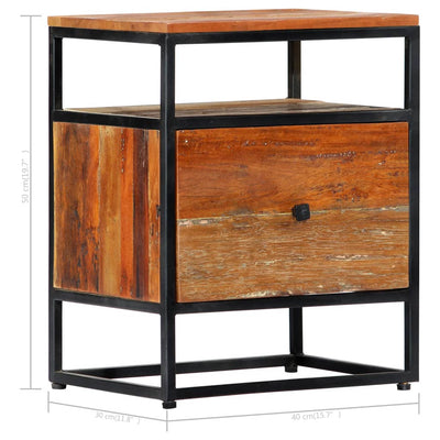 Bedside Cabinet 40x30x50 cm Solid Reclaimed Wood and Steel