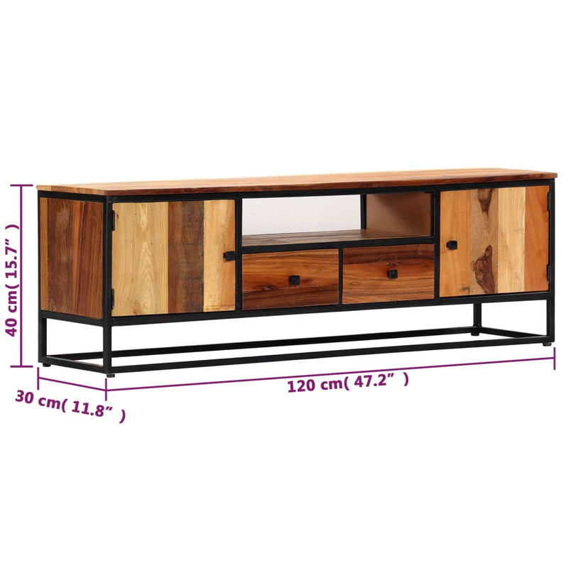 TV Cabinet 120x30x40 cm Solid Reclaimed Wood and Steel