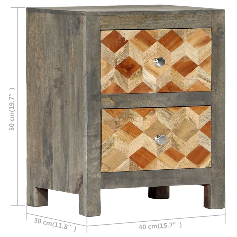 Bedside Cabinet Grey 40x30x50 cm Solid Mango Wood