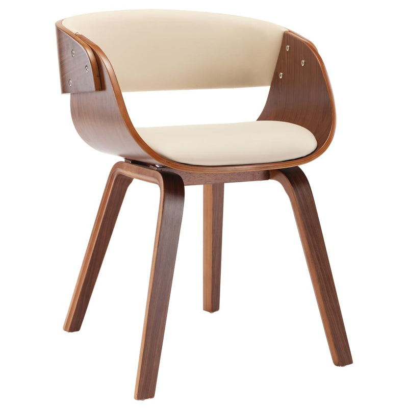 Dining Chair Cream Bent Wood and Faux Leather