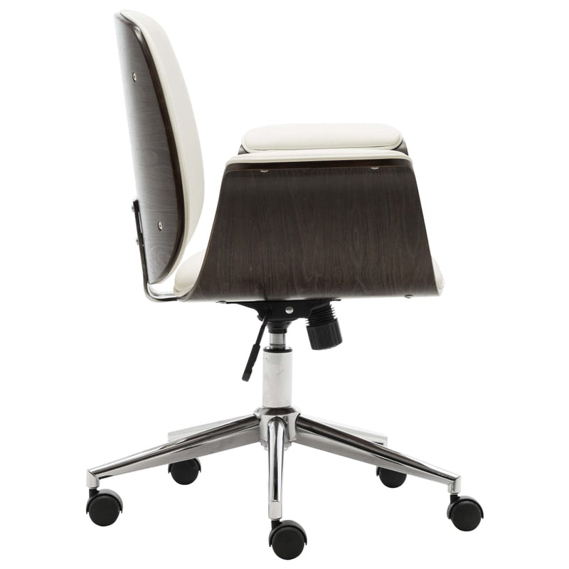 Office Chair White Bent Wood and Faux Leather
