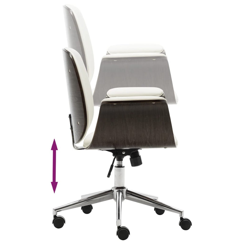 Office Chair White Bent Wood and Faux Leather