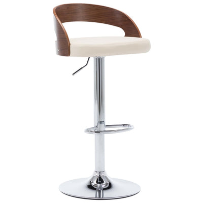 Bar Stools 2 pcs Cream Faux Leather and Bentwood