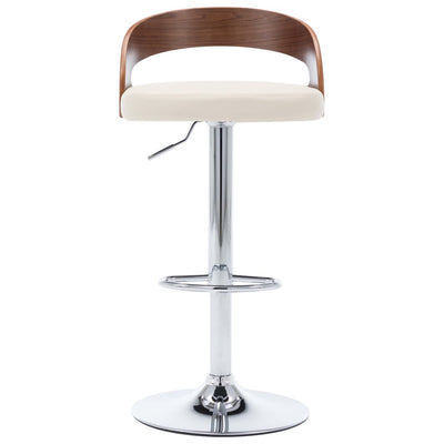 Bar Stools 2 pcs Cream Faux Leather and Bentwood