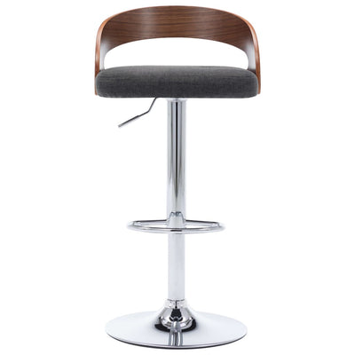 Bar Stools 2 pcs Dark Grey Fabric and Bentwood