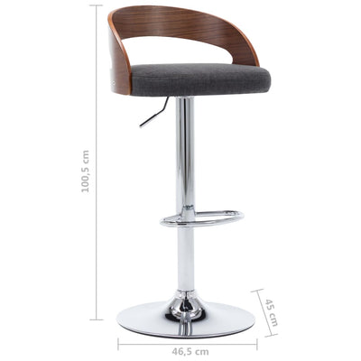 Bar Stools 2 pcs Dark Grey Fabric and Bentwood