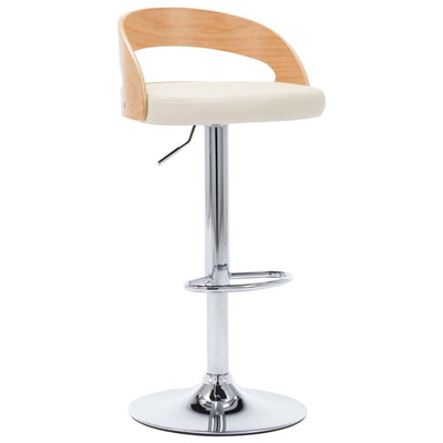 Bar Stools 2 pcs Cream Faux Leather and Bentwood