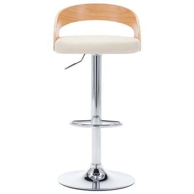 Bar Stools 2 pcs Cream Faux Leather and Bentwood