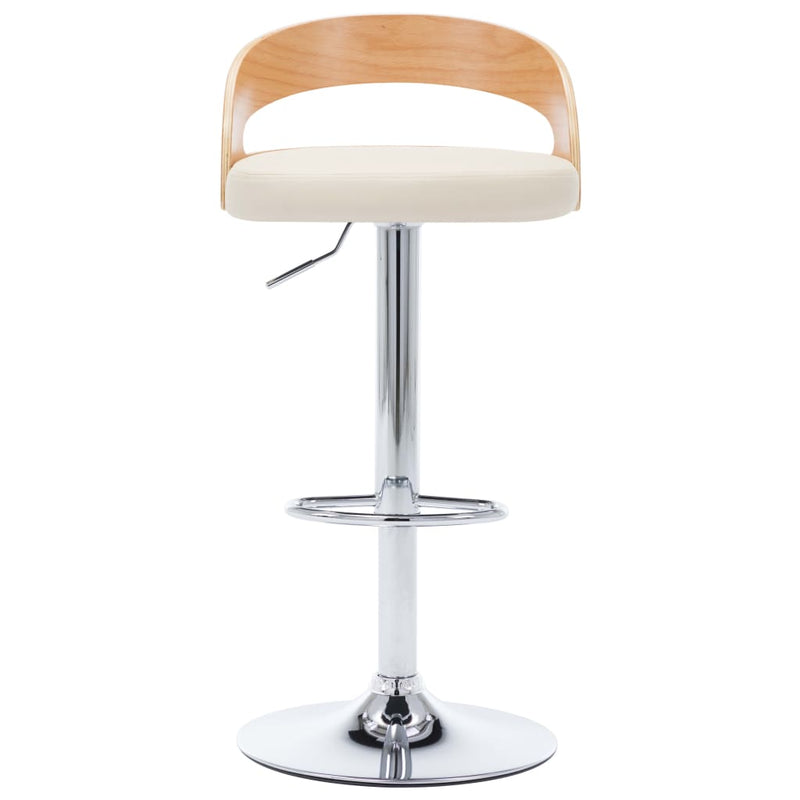 Bar Stools 2 pcs Cream Faux Leather and Bentwood