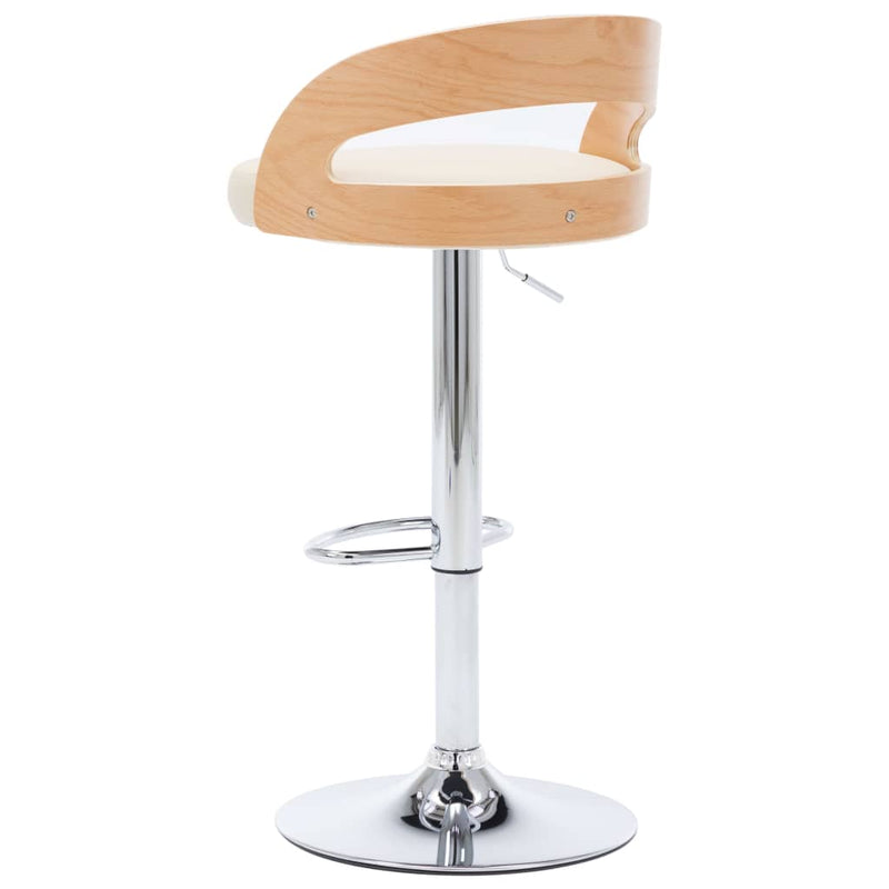 Bar Stools 2 pcs Cream Faux Leather and Bentwood