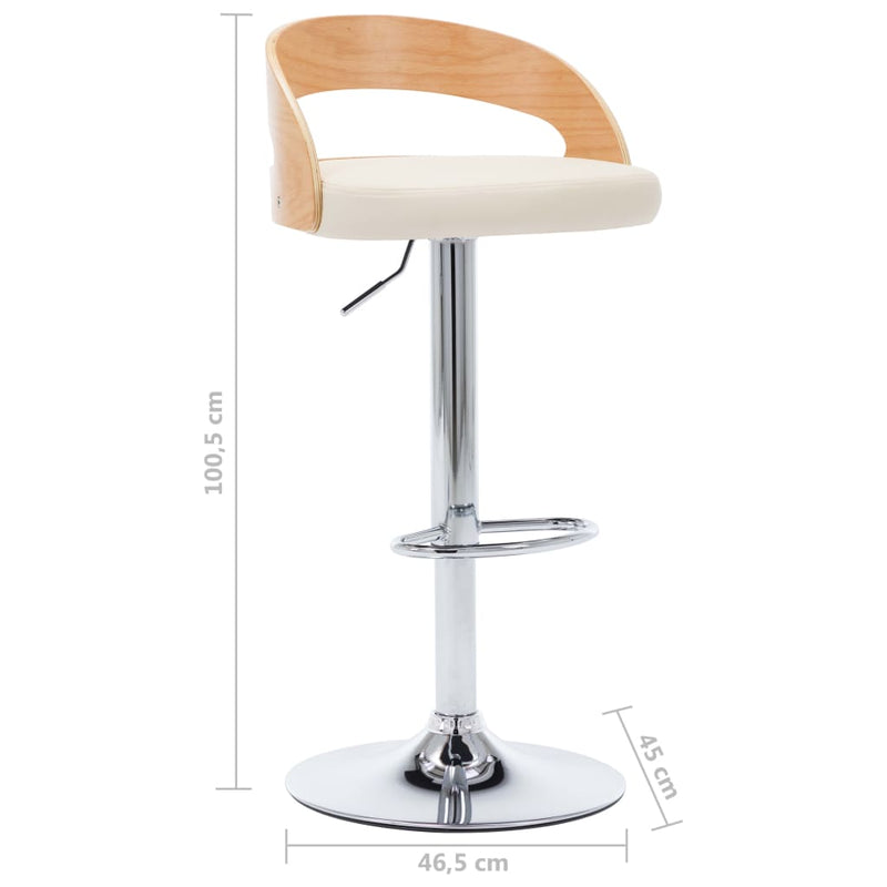 Bar Stools 2 pcs Cream Faux Leather and Bentwood