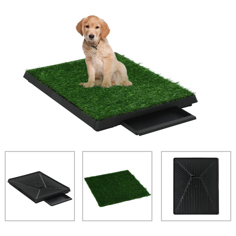 Pet Toilet with Tray & Faux Turf Green 63x50x7 cm WC