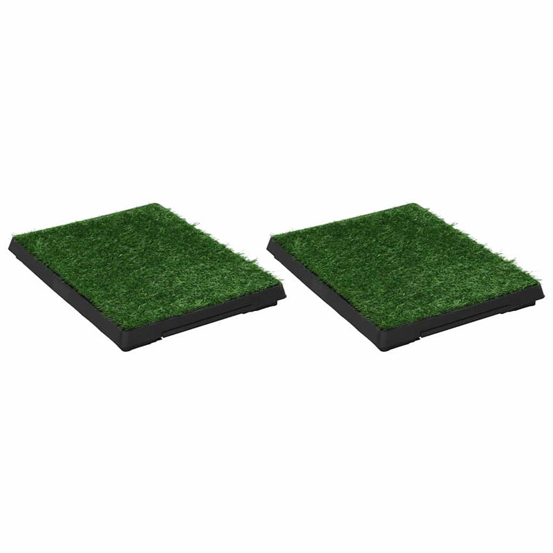 Pet Toilets 2 pcs with Tray & Faux Turf Green 63x50x7 cm WC