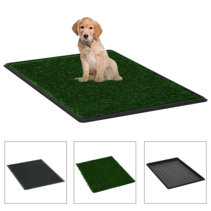 Pet Toilet with Tray & Faux Turf Green 76x51x3 cm WC