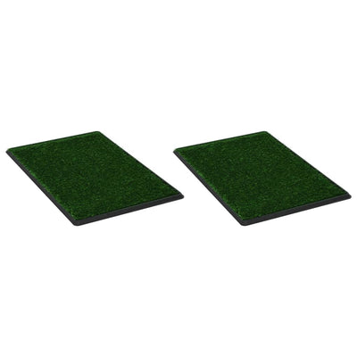 Pet Toilets 2 pcs with Tray & Faux Turf Green 76x51x3 cm WC