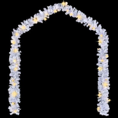 Christmas Garland with LED Lights 10 m White