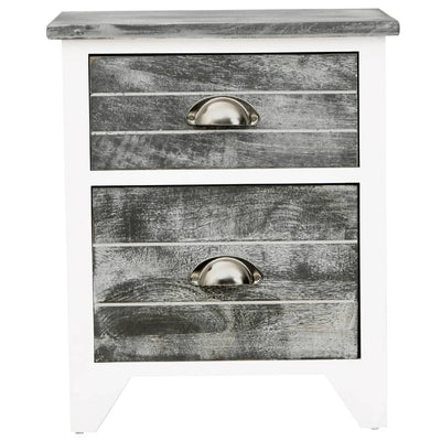 Nightstand Grey and White 38x28x45 cm Paulownia Wood