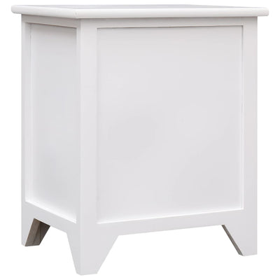 Nightstand White 38x28x45 cm Paulownia Wood