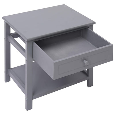 Nightstand Grey 40x29x42 cm Paulownia Wood