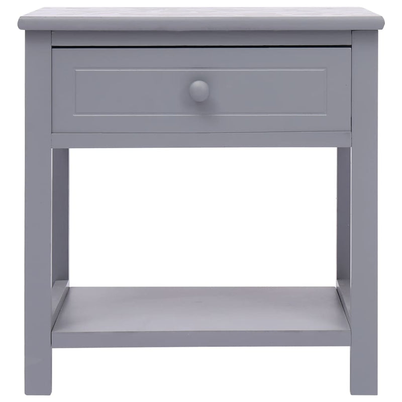 Nightstand Grey 40x29x42 cm Paulownia Wood