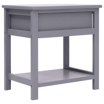 Nightstand Grey 40x29x42 cm Paulownia Wood