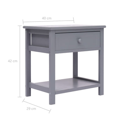 Nightstand Grey 40x29x42 cm Paulownia Wood