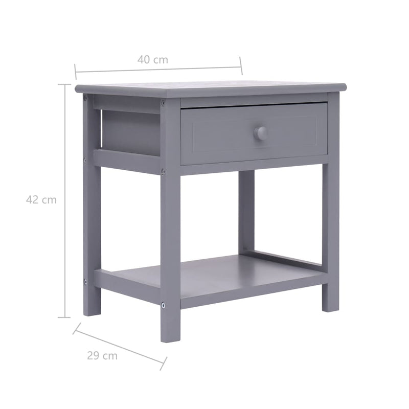 Nightstands 2 pcs Grey 40x29x42 cm Paulownia Wood