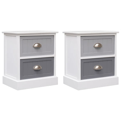 Nightstands 2 pcs Grey 38x28x45 cm Paulownia Wood