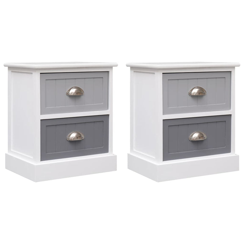 Nightstands 2 pcs Grey 38x28x45 cm Paulownia Wood