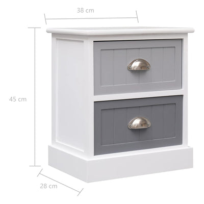 Nightstands 2 pcs Grey 38x28x45 cm Paulownia Wood