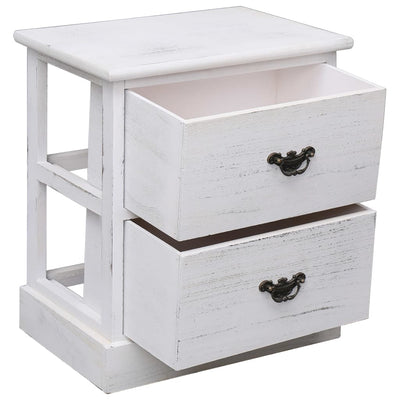 Bedside Cabinets 2 pcs White 38x28x45 cm Paulownia Wood