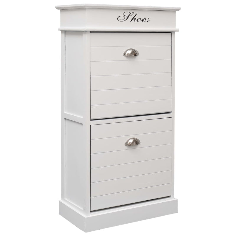 Shoe Cabinet White 50x28x98 cm Paulownia Wood