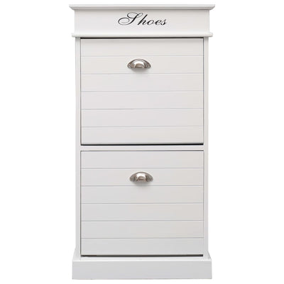 Shoe Cabinet White 50x28x98 cm Paulownia Wood