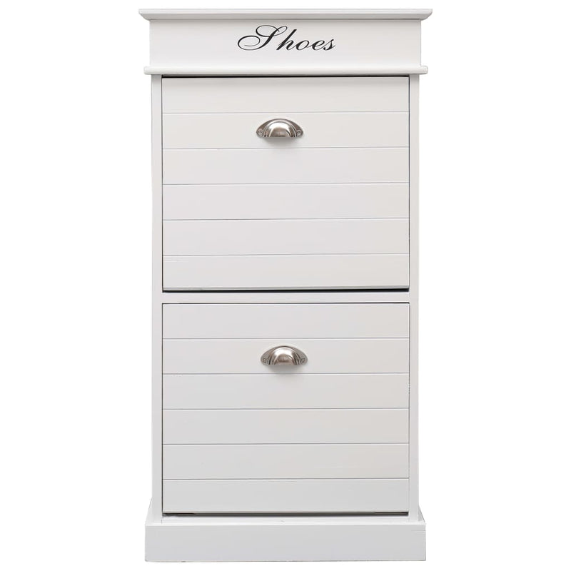 Shoe Cabinet White 50x28x98 cm Paulownia Wood