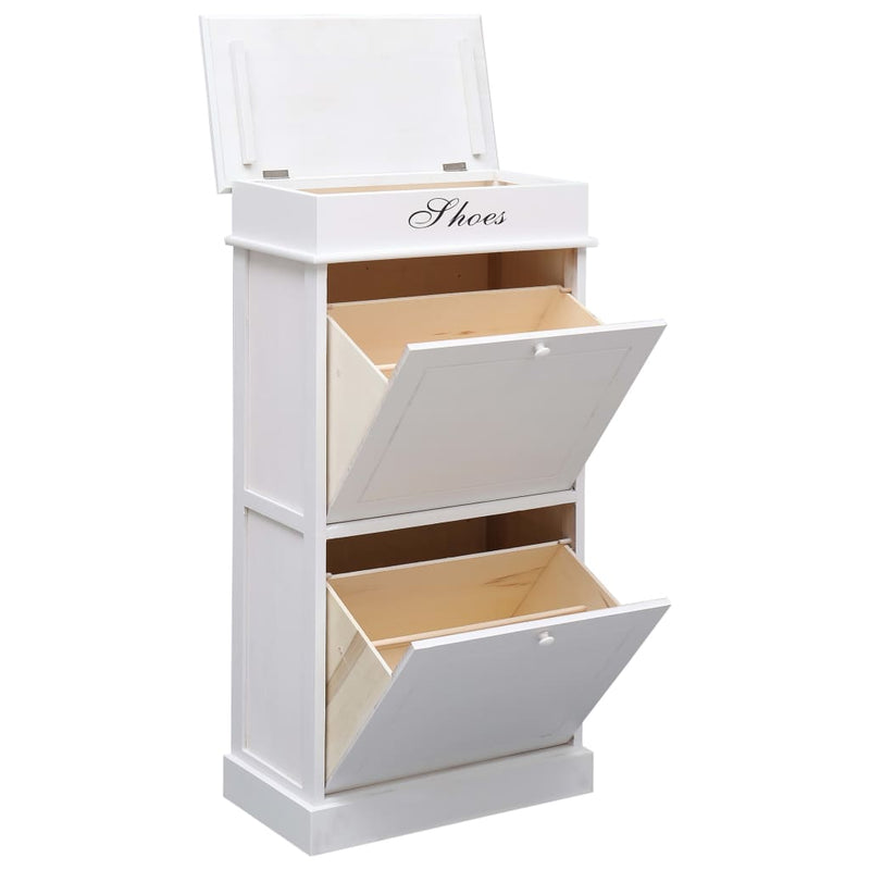 Shoe Cabinet White 50x28x98 cm Paulownia Wood