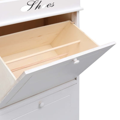 Shoe Cabinet White 50x28x98 cm Paulownia Wood