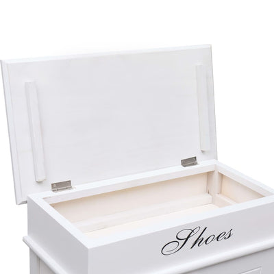 Shoe Cabinet White 50x28x98 cm Paulownia Wood