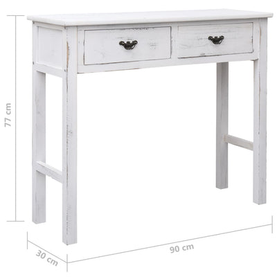 Console Table Antique White 90x30x77 cm Wood