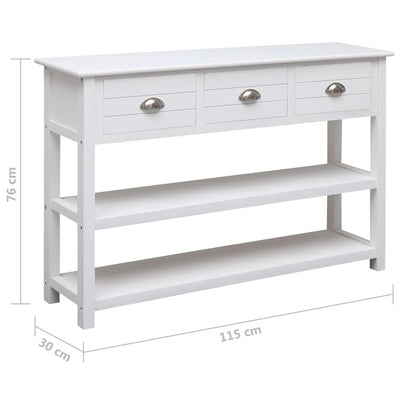 Sideboard White 115x30x76 cm Wood